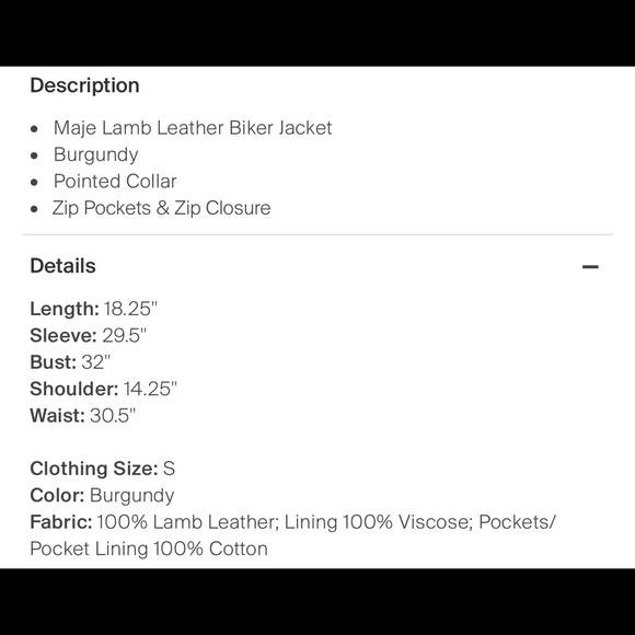 ❌SOLD TRR❌ NWT Maje leather jacket - Picture 4 of 5